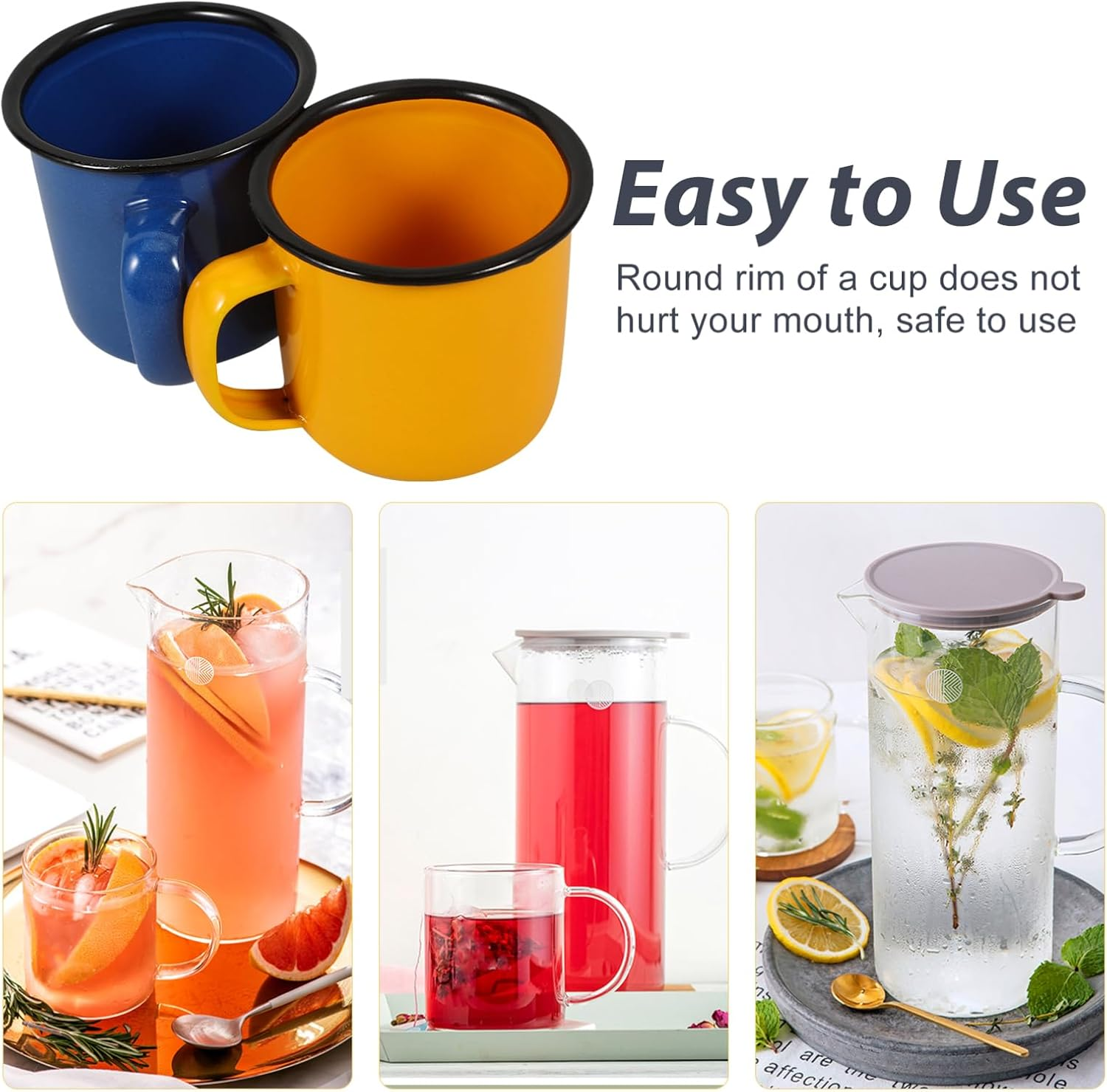 Yardwe 2 Pack Enamel Camping Coffee Mug Camp Mug Small Tiny Metal Enamelware for Indoor, Outdoor Hiking, Travel, Fishing, Picnics (Yellow, Blue) - Red, White image number 4