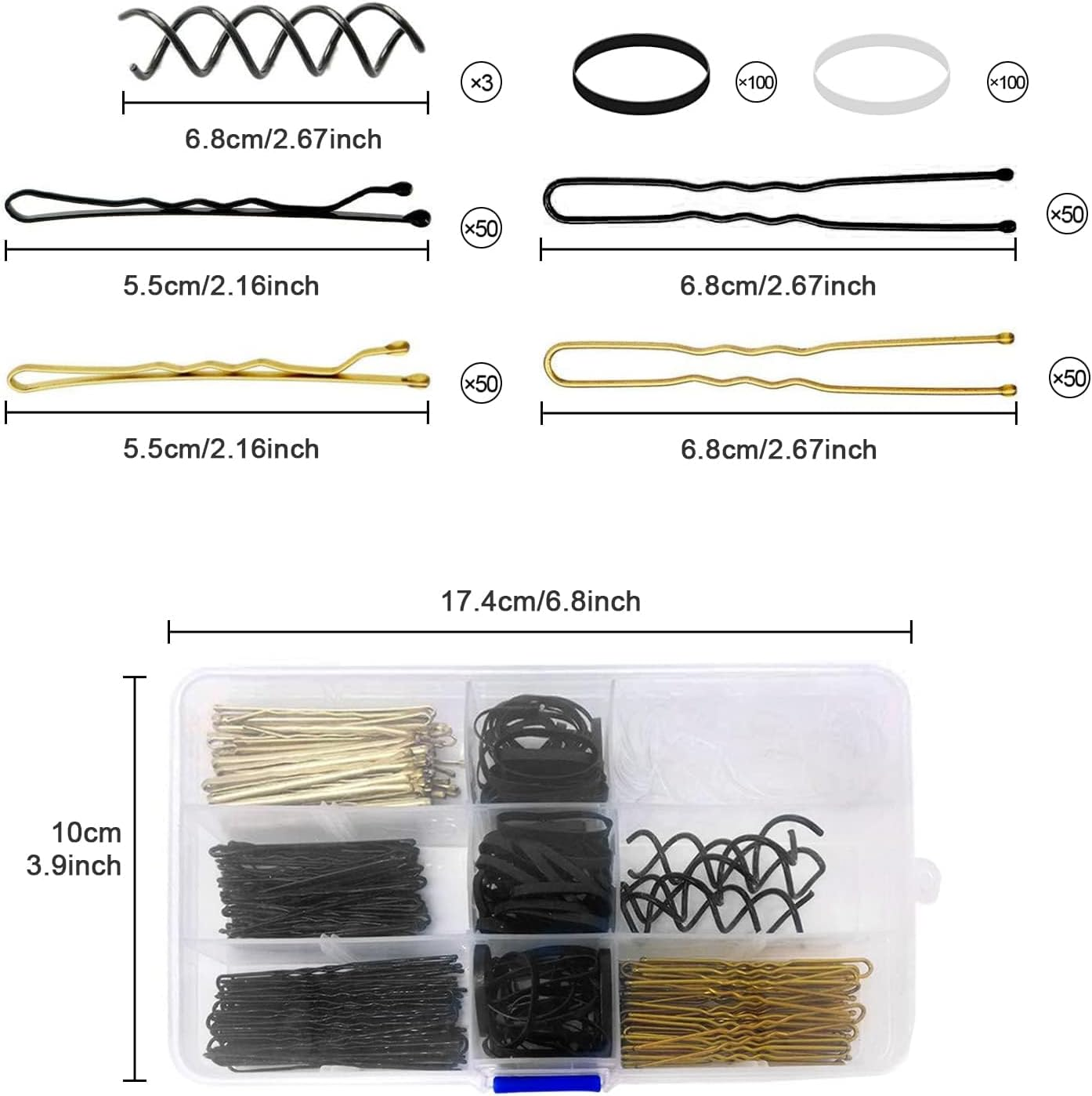 403 Pieces Hair Accessories Set for Women & Girls - U-Shape Bobby Pins, Spiral Hair Clips, Hair Bands, Scrunchies, Non-Slip Hairpins - Bridal Wedding Party Essentials image number 3