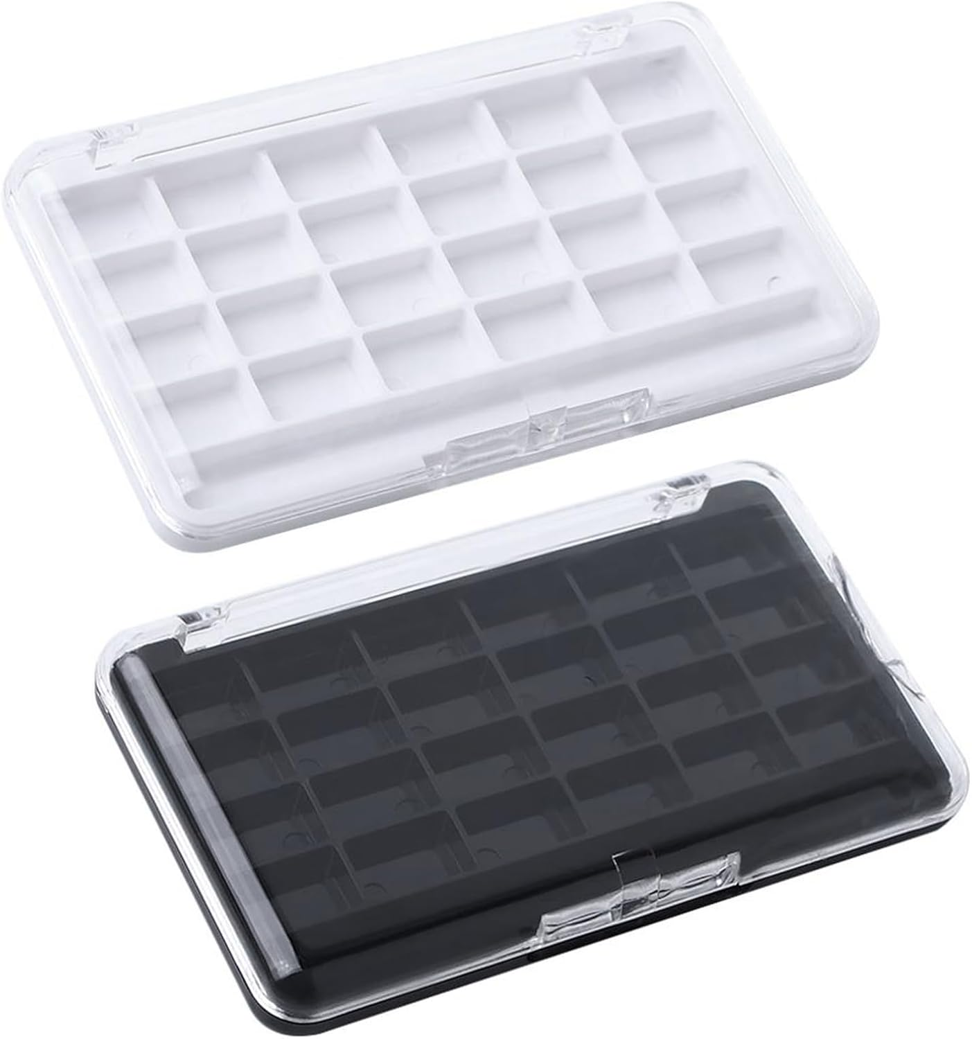 Tavvke 2 Pcs Empty Eyeshadow Palette with 24 Compartments, Reusable Cosmetic Organizer for Lipstick, Lip Balm, Eyeshadow, Blusher, Makeup Artist Storage Container image number 1