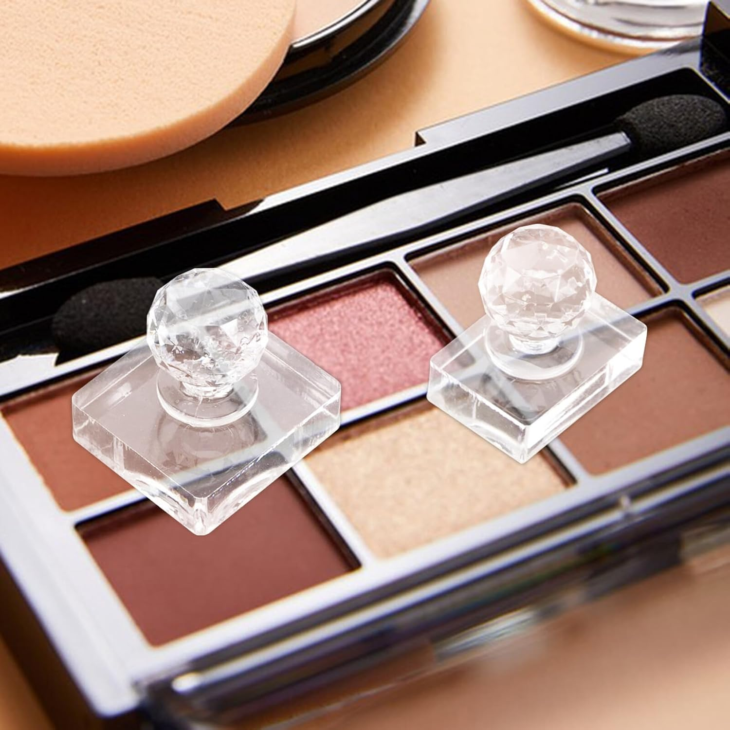 MALUGOGO 3Pcs Eyeshadow Pressing Mold Portable Makeup Stamper for Blush Highlighter Compact Powder Pressing Tool Smooth Even Finish for Easy Application image number 2