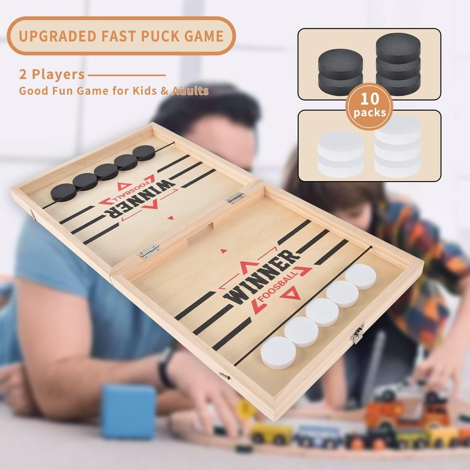 Large Fast Sling Puck Game Super Wooden Chess Set Board Games for Family Game Night and Party with Friends Winner Foosball and Rapid Bored Games Set，Board Games for Kids 8-12 image number 1