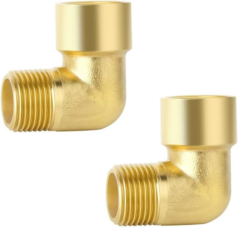 2Pcs 12Mm Brass Barbed Connector 90 Degree Elbow 1/4 BSP Male X 1/4 BSP Female - Heavy Duty Fuel/Hose Splitter, Universal Gas/Water/Oil Fittings for Garden/Irrigation/Boiler Systems image number 1
