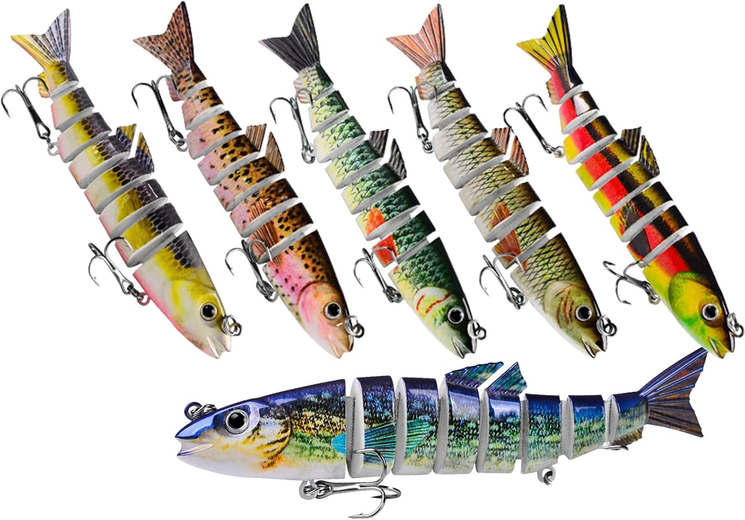 Roseflower 8 Segments Multi Jointed Swimbaits, Slow Sinking Fishing Lures for Freshwater & Saltwater, Ideal Accessories for Fly, Sea Fishing