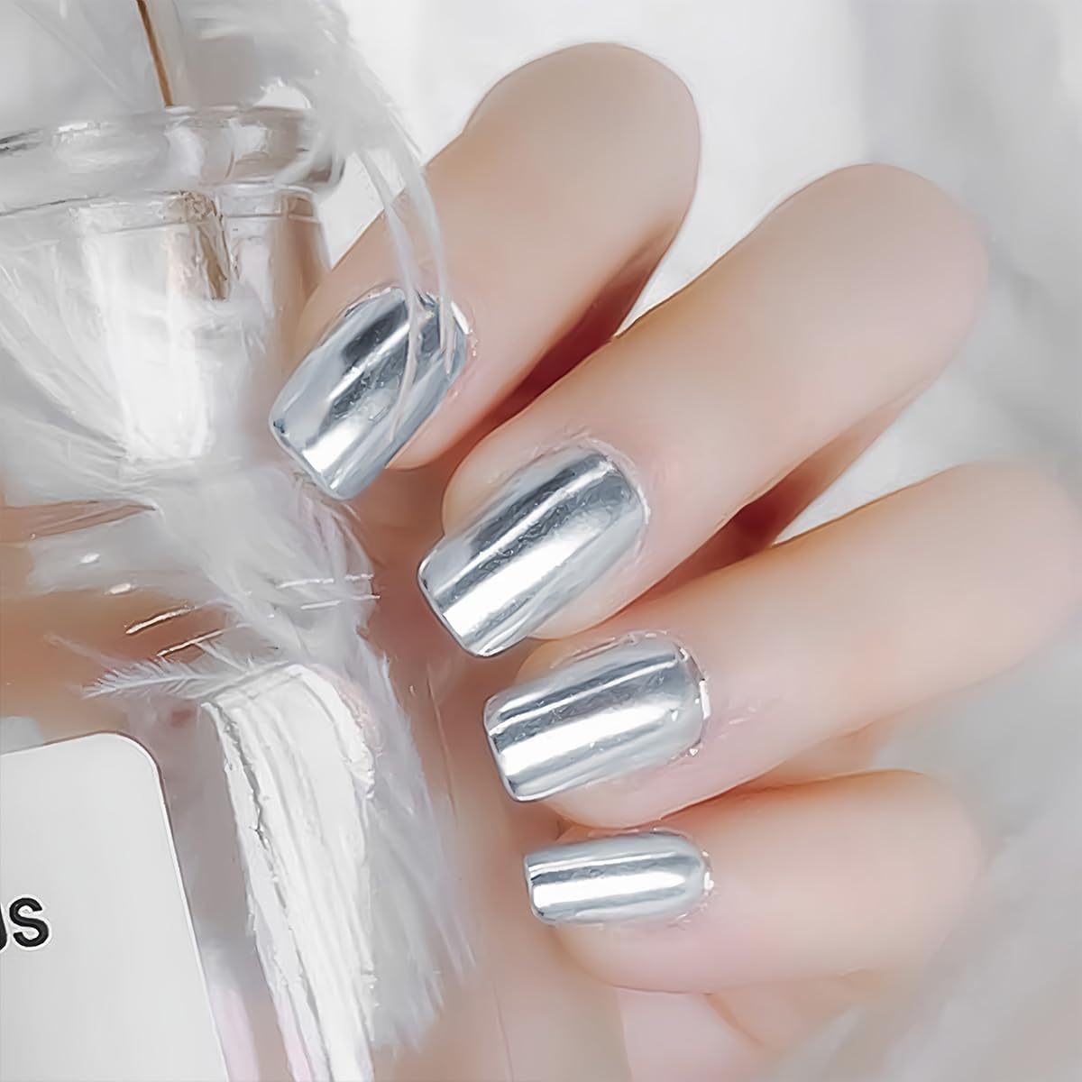 Chrome Nail Powder Mirror Effect Metallic Dust Holographic Glitter Glazed Manicure Decoration Reflective Pigment for DIY Gel Polish Nail Art, Resin Craft, Gift 2Pcs image number 1