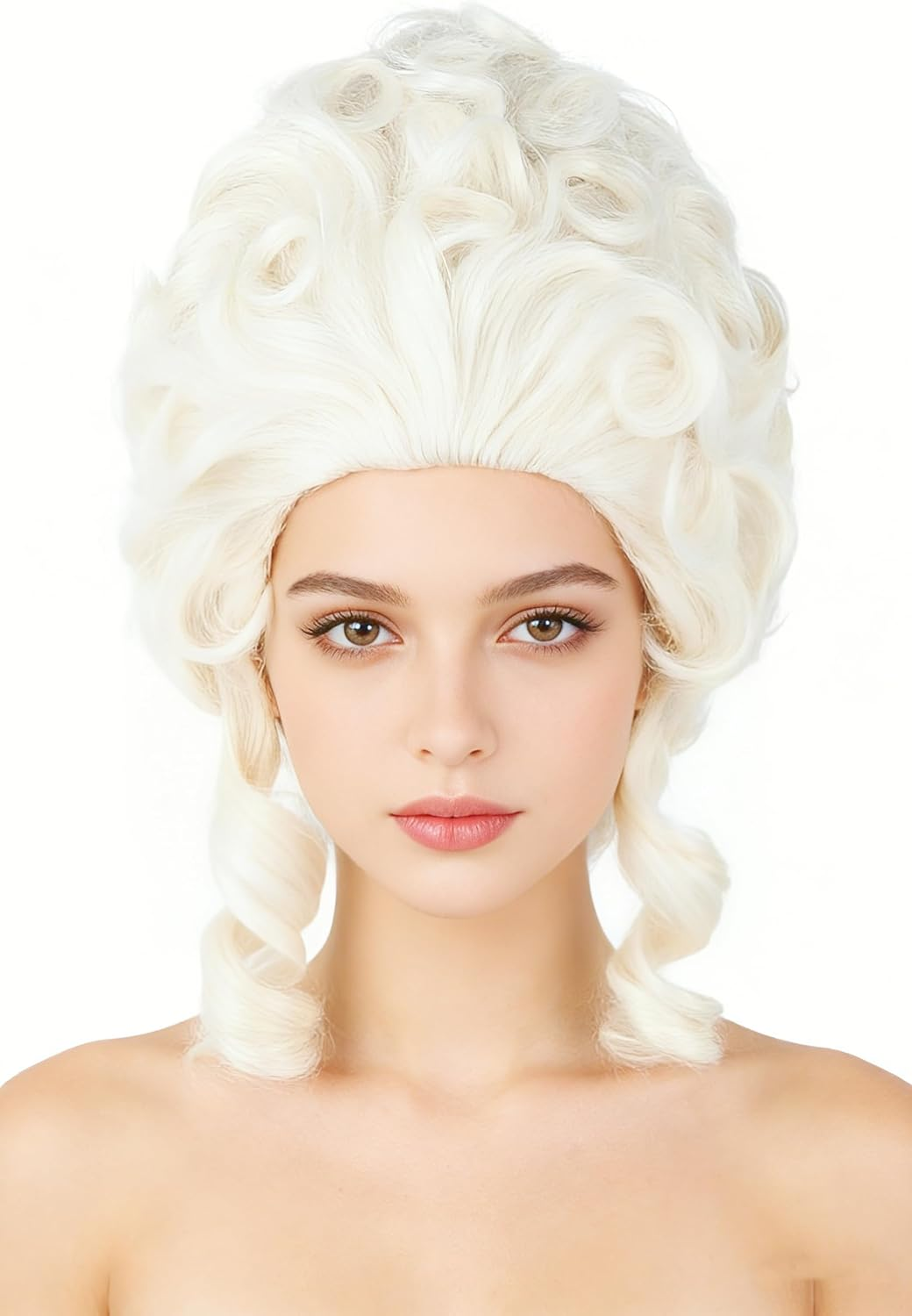 Beige 18Th Century Queen Wig Honeycomb Wig Curly Retro Wigs Halloween Cosplay Costume Wigs