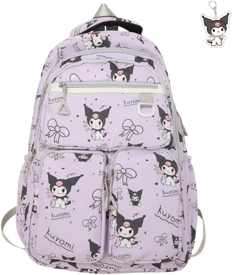 AII Lover Kawaii Backpack with Keychain,17.7In Cute Laptop Backpack Durable University School Backpack Travel Bag for Boy Girls Large Capacity