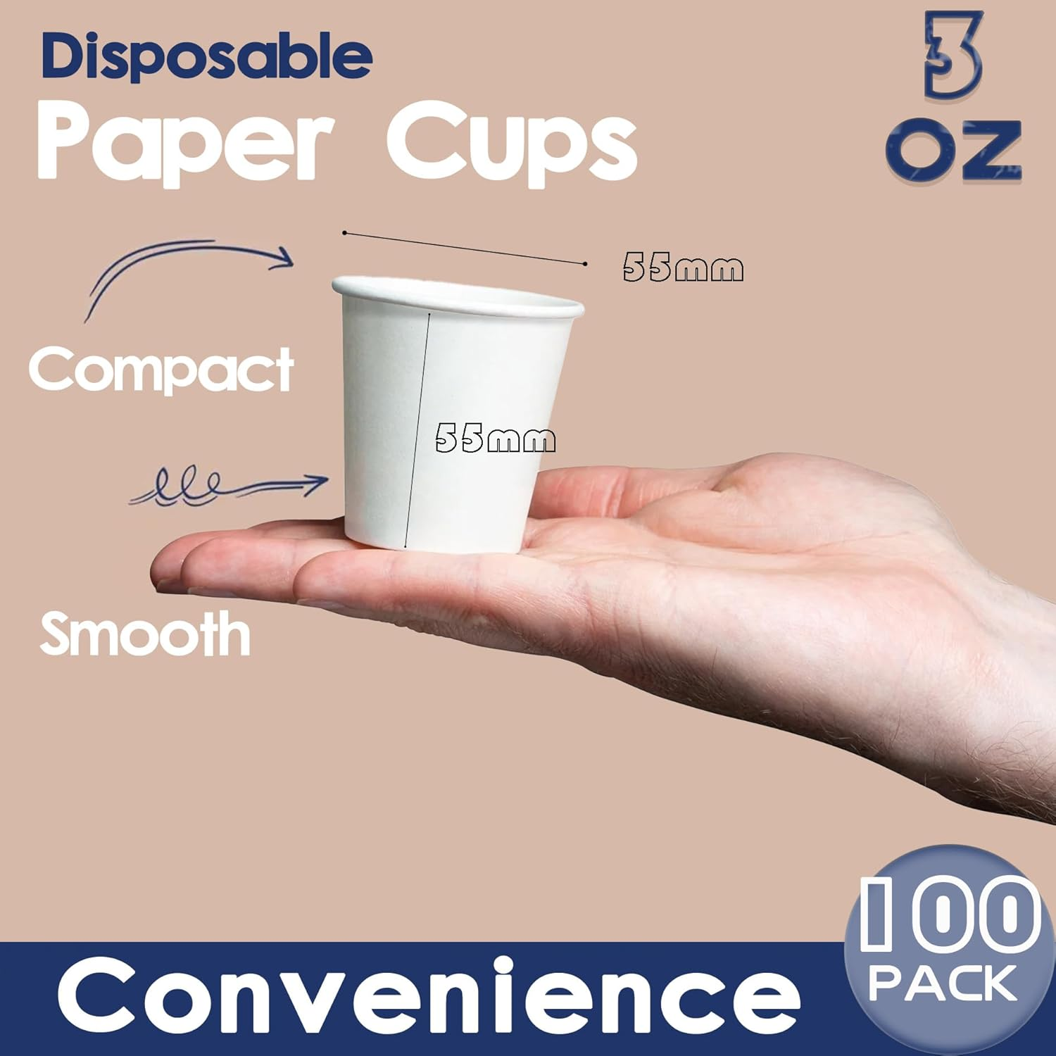 3Oz Disposable Paper Cups, Bathroom Paper Cups, Mouthwash Cups, Paper Coffee Cups, Ideal for Bathroom (100 Pack) image number 3