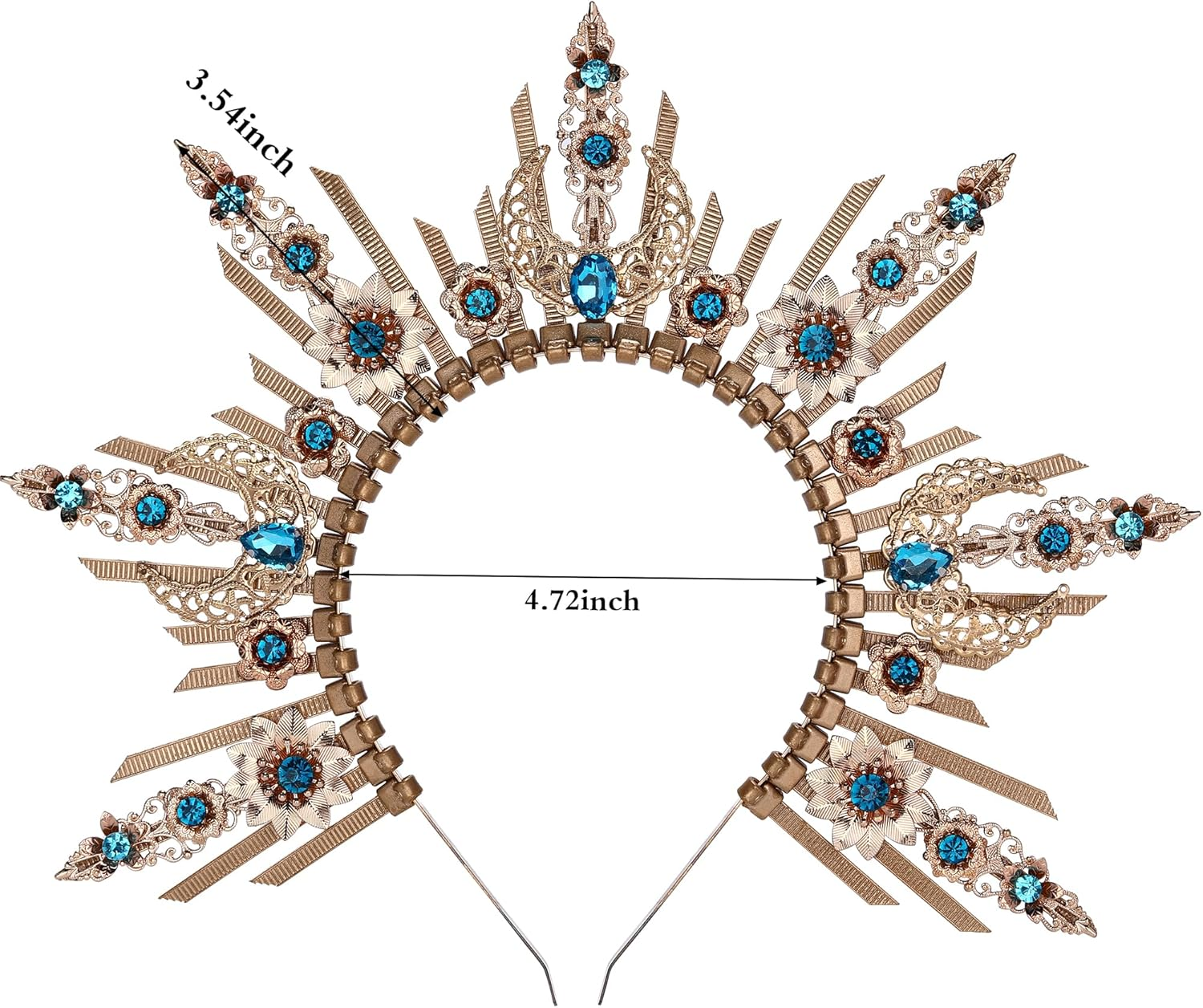 Partyforu Golden Goddess Halo Crown - Vintage Headband for Women Witch Costume Accessories Renaissance Cosplay