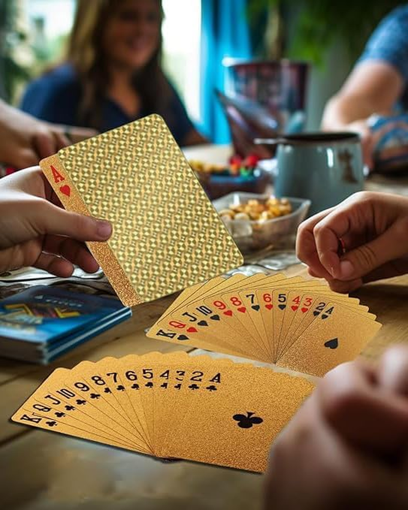 TISSNANY Luxury Playing Cards - Premium PET Material, Waterproof & Scratch-Resistant, Gold-Textured Deck for Poker/Gift/Camping (52+2 Cards W/Golden Collector'S Box) image number 4