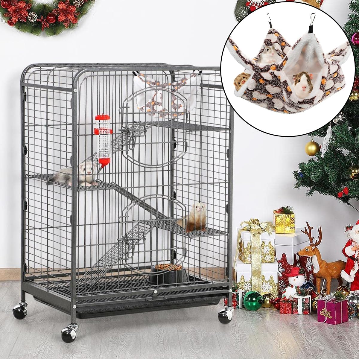 BEZANU Small Pet Cage Hammock, 1 PCS Small Pet Cage Accessories for Hamster, Squirrel, Rabbit (29Cm/11.41In) image number 1