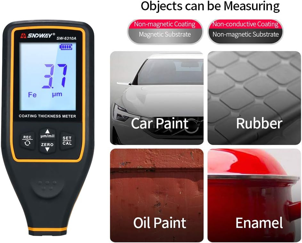 HIKOAN Digital Paint Coating Thickness Gauge Handheld Coatings Thickness Tester Coating Thickness Meter with Auto Function Fe/Nf Probe Car Detector Automotive Coating Refinishing Cars Paint Tester image number 1