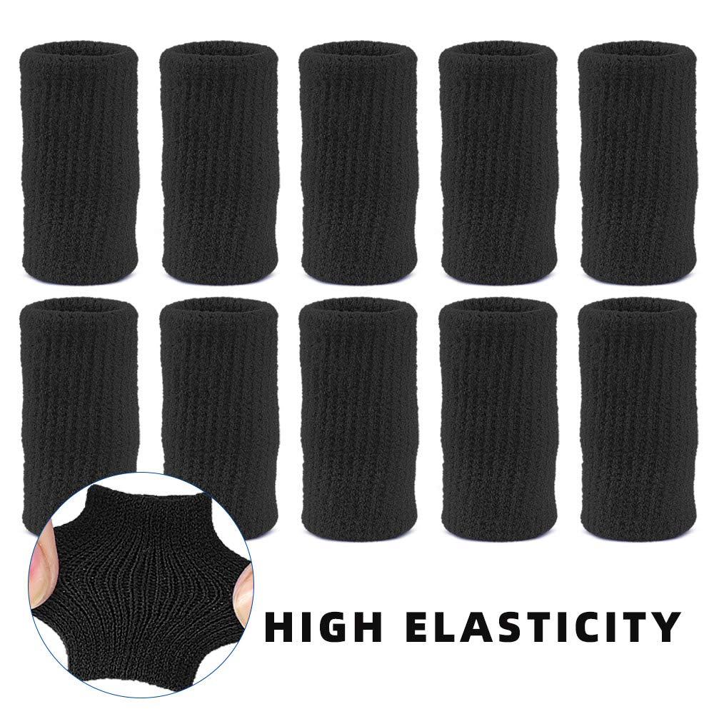 10-Pcs Finger Compression Sleeves &ndash; Breathable Support Brace for Finger Protection &ndash; Ideal for Basketball, Tennis, Cricket, Sports & Daily Use (Black) image number 3