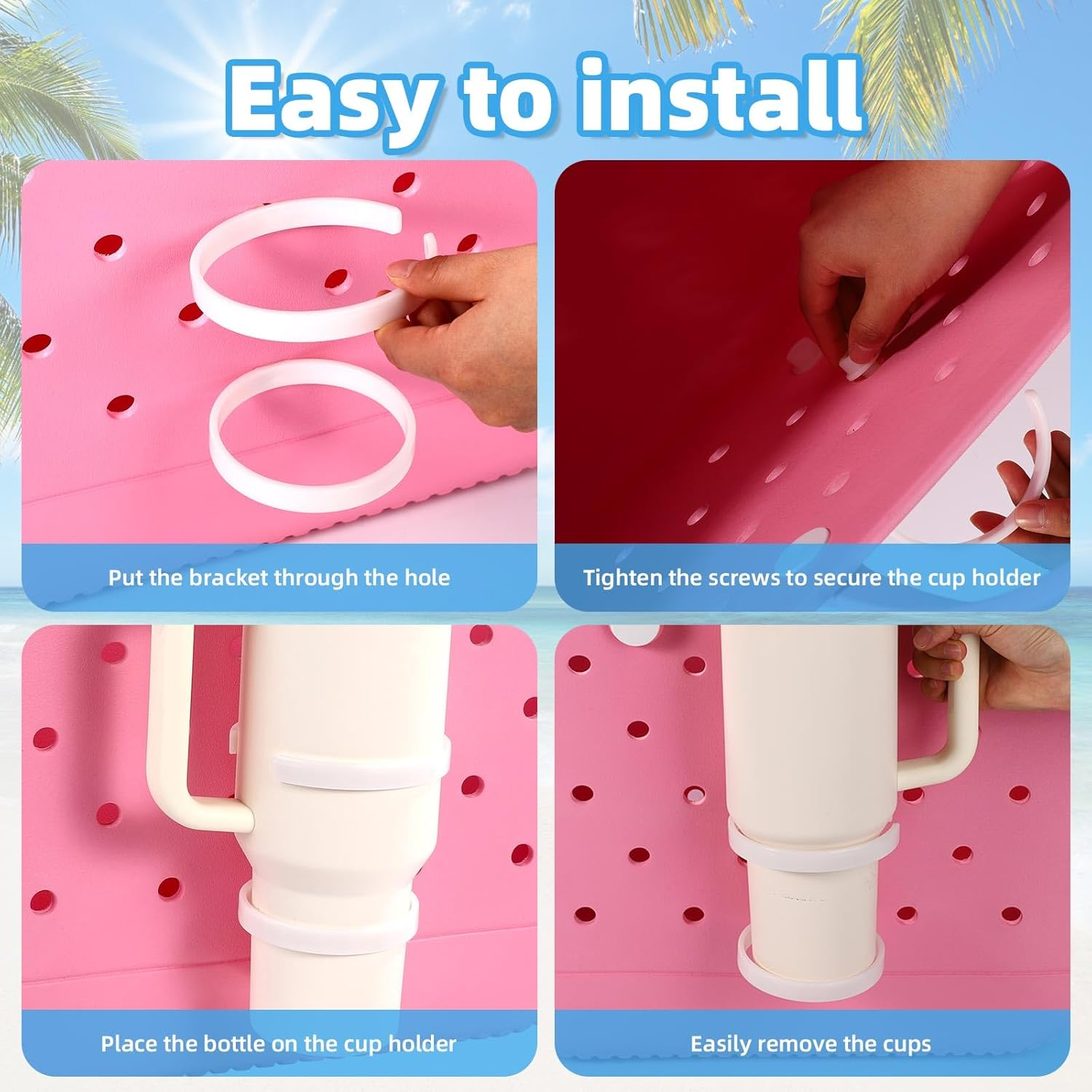 Lyreh 2Pcs Cup Holder for Bogg Bag, 2 Sizes ABS Practical Water Bottle Storage Holder Suitable Water Bottle Organizer Accessories for Stanley Cup 30Oz 40Oz (White) image number 6