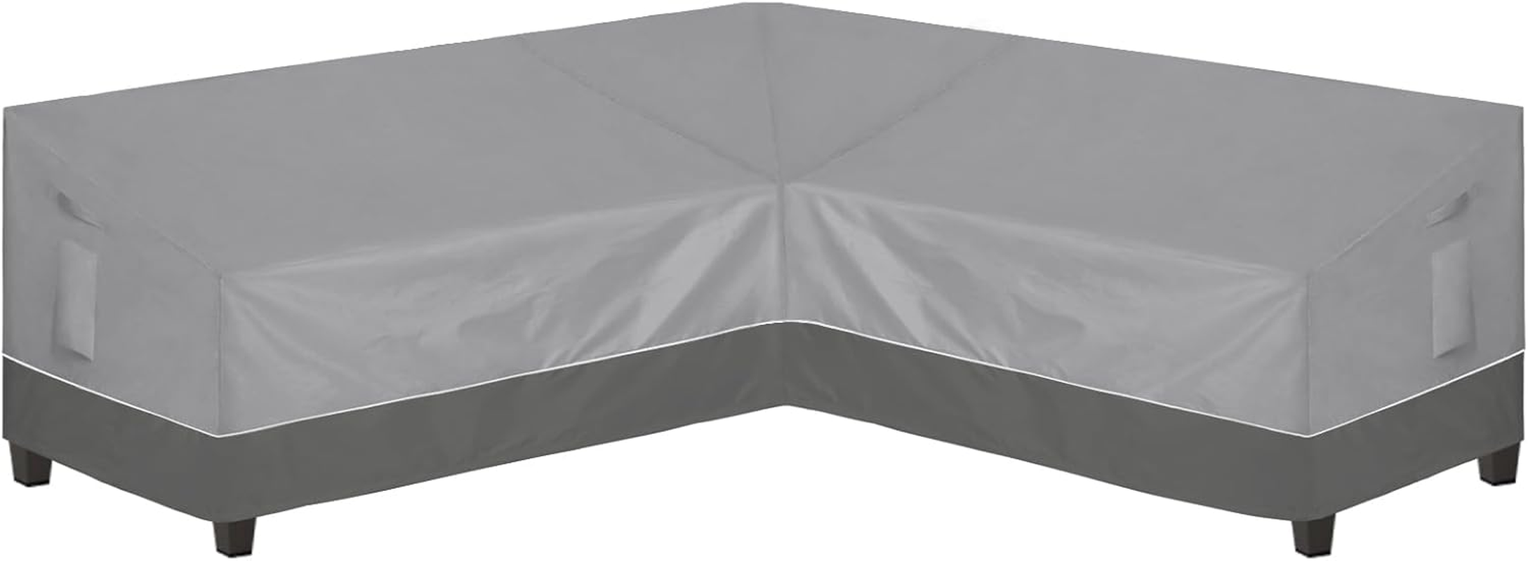 Easy-Going Outdoor L-Shaped Sectional Sofa Rain Cover 104''X83'' UV Resistant Patio Sectional Couch Waterproof Lawn Patio Furniture Cover (Right Facing, Beige/Brown)