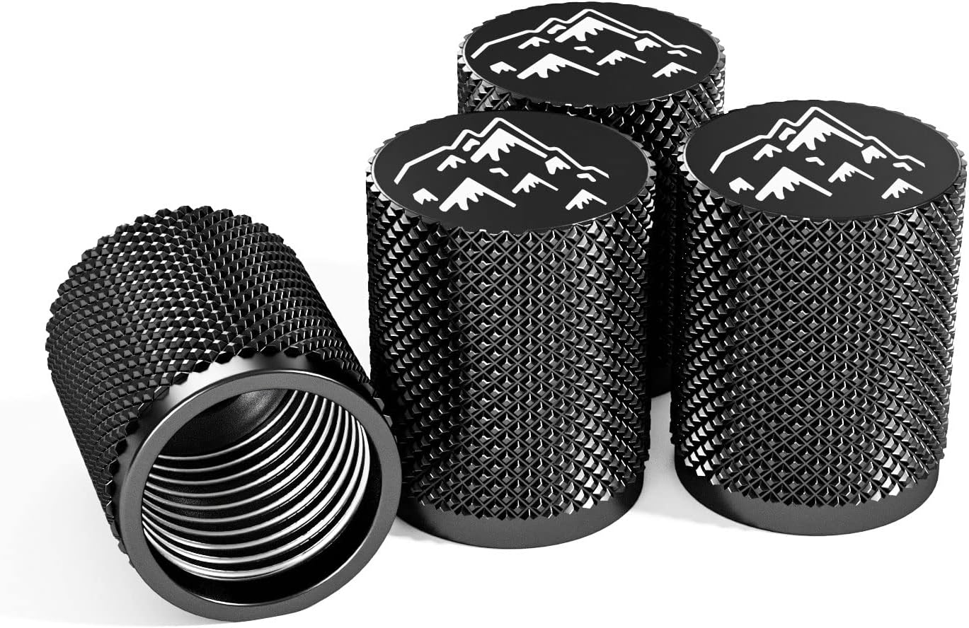 STEEL HAWK Tire Air Valve Caps &ndash; Precision CNC Machined Stainless Steel, Extended Knurled Design | Rust, Air Leak & Dust Proof Metal with O-Rubber Seal - Ideal for Vehicles - 4 Pack - PVD Blue