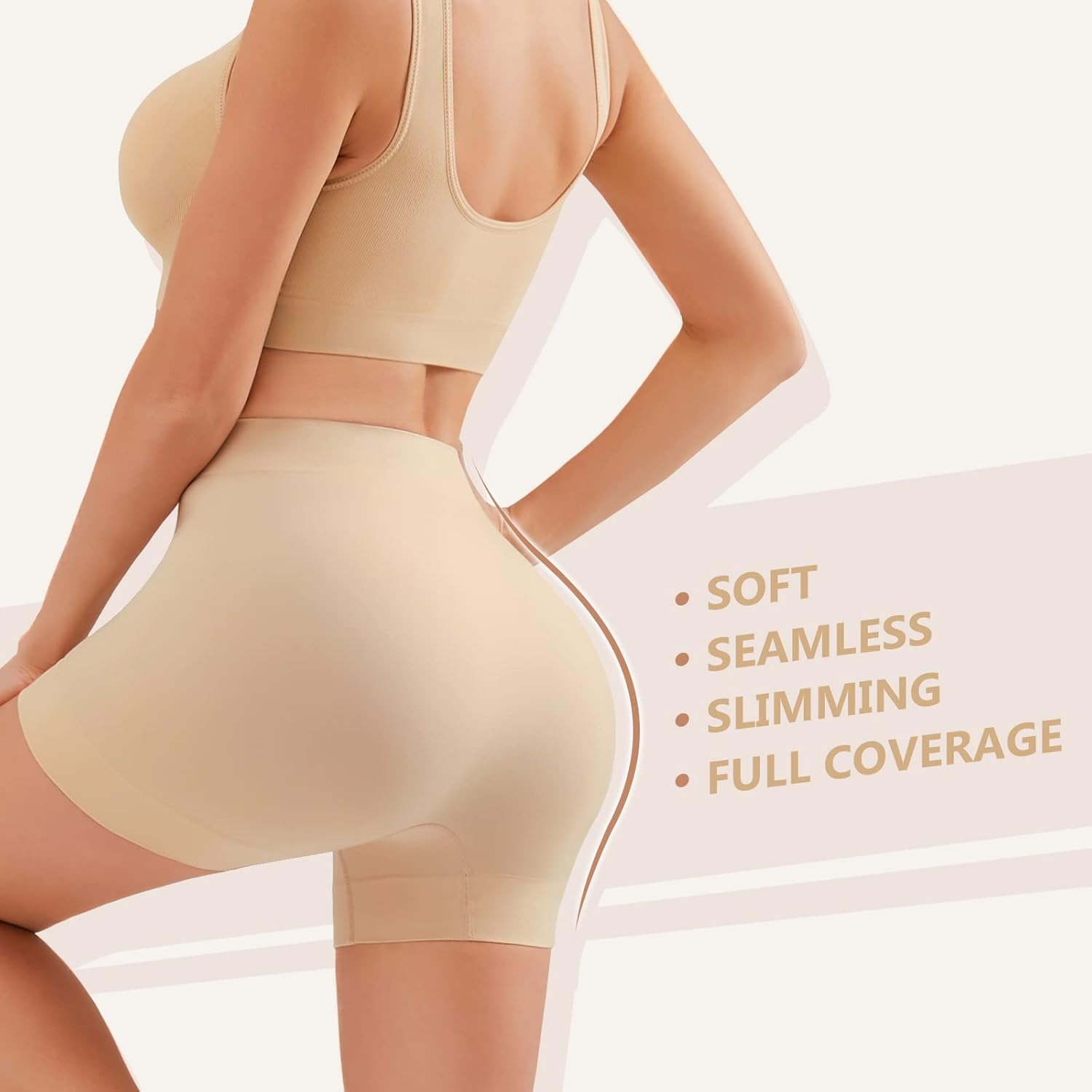 SIMIYA Womens Shorts Underwear High Waisted Seamless Smooth anti Chafing Slip Boyshorts Panties for under Dress Summer image number 6