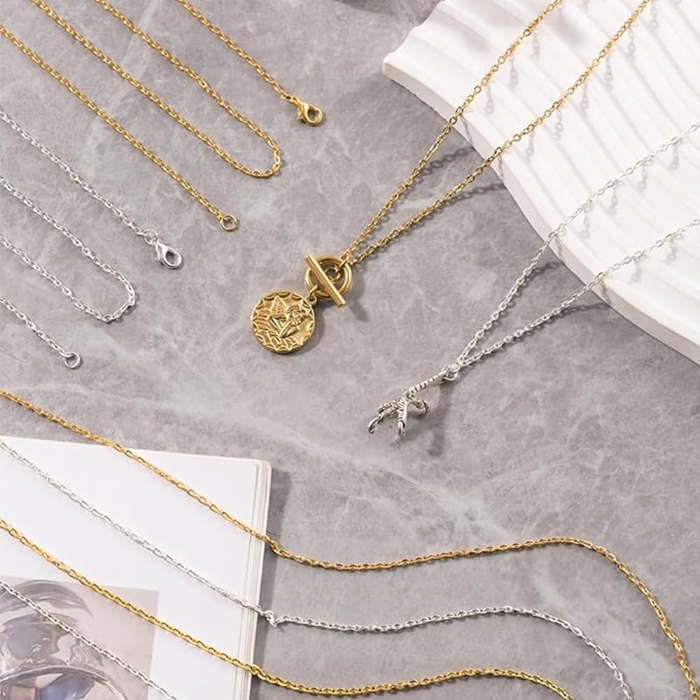 20 Pcs Bulk Necklace Chain Set(18Inch, 1.5Mm),Jewelry Making Supplies,Gold and Silver Plated DIY Electroplated Link Chains for Adults image number 1
