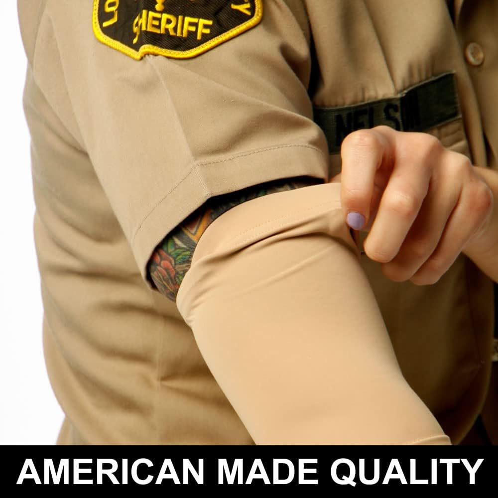 Tat2X Ink Armor Premium Forearm 9" Tattoo Sleeve Covers - No Slip Gripper - U.S. Made - Suntan - ML (Single Sleeve) image number 6