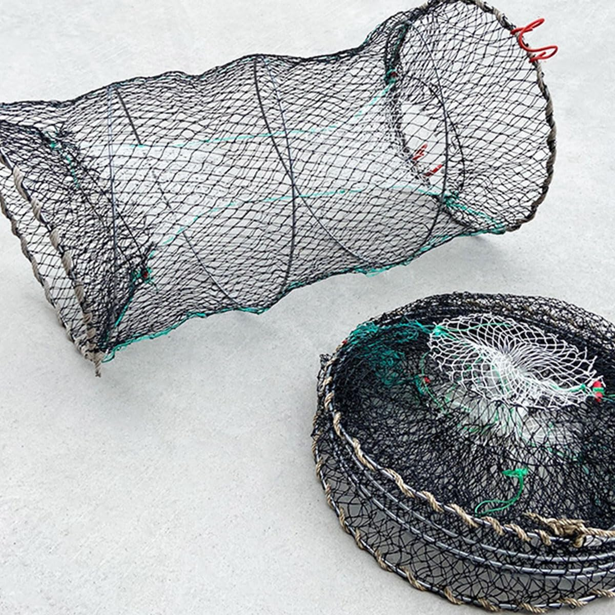 AIMALL 2 PCS Multifunctional Fishing Net for Crab, Shrimp, and Fish, Retractable Nylon Mesh Net with Casing Buckle and Plating Framework, 23.6 X 17.7 Inches image number 3