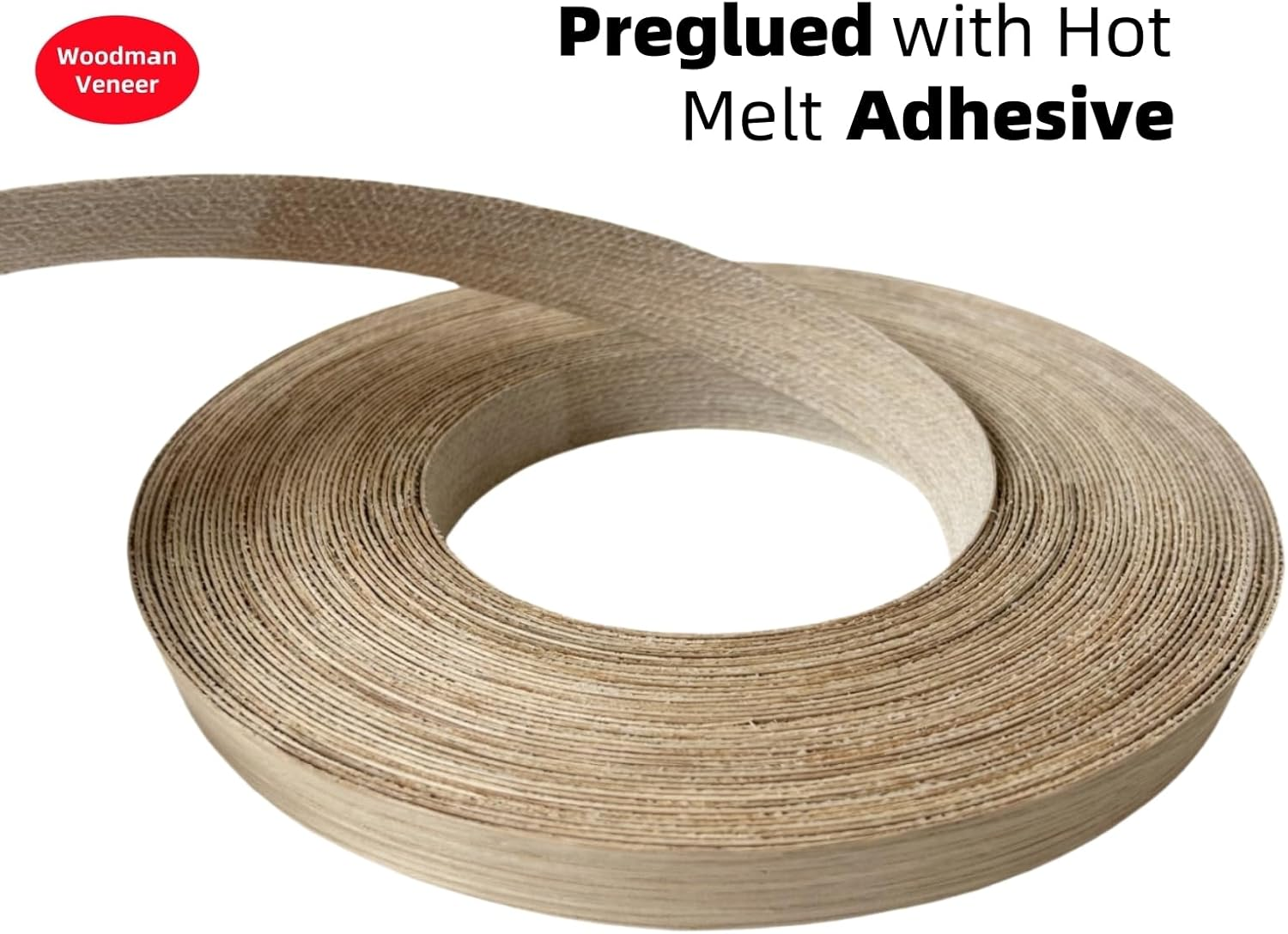 Preglued American White Oak Wood Veneer Edging, Plywood Edge Banding, Flexible Wood Tape, Iron on Easy Application Veneer Edging with Hot Melt Adhesive Back (2.2Cmx15M) image number 2