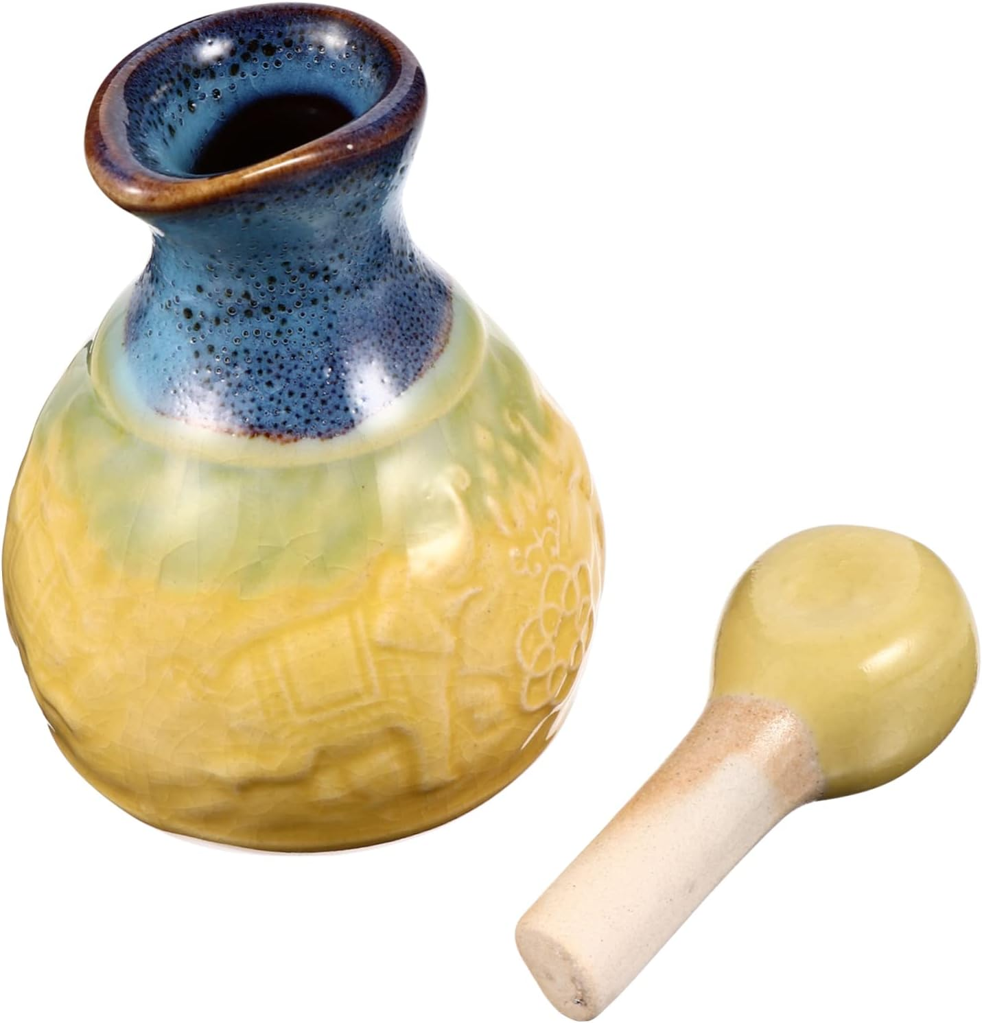 Ceramic Perfume Essential Oil Bottle Wide Mouth Refillable Elegant Decor Essential Oil Flask for Aromatherapy - Blue image number 6