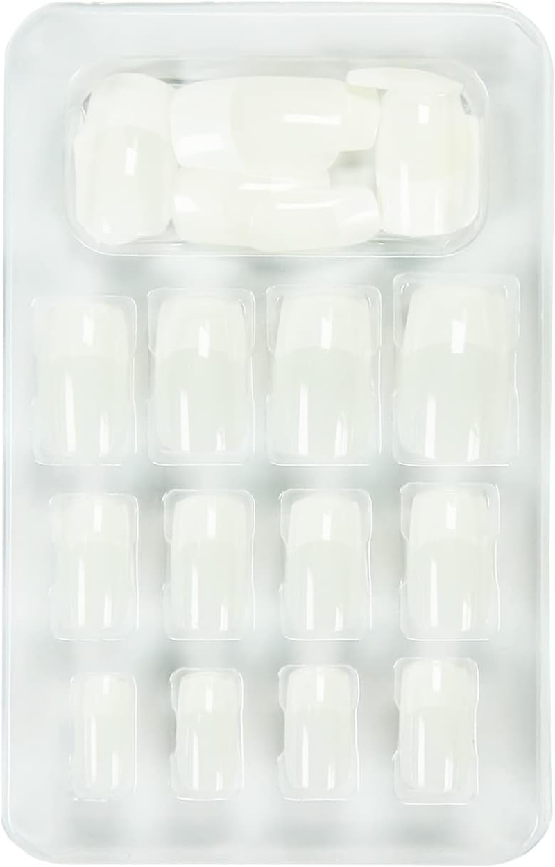 Glam'Up Paris - False Nails - Full Cover - Easy to Use - 24 False Nails per Box + Double Sided Tape - Square Shape XL - No. 3 - French Manicure - White image number 3