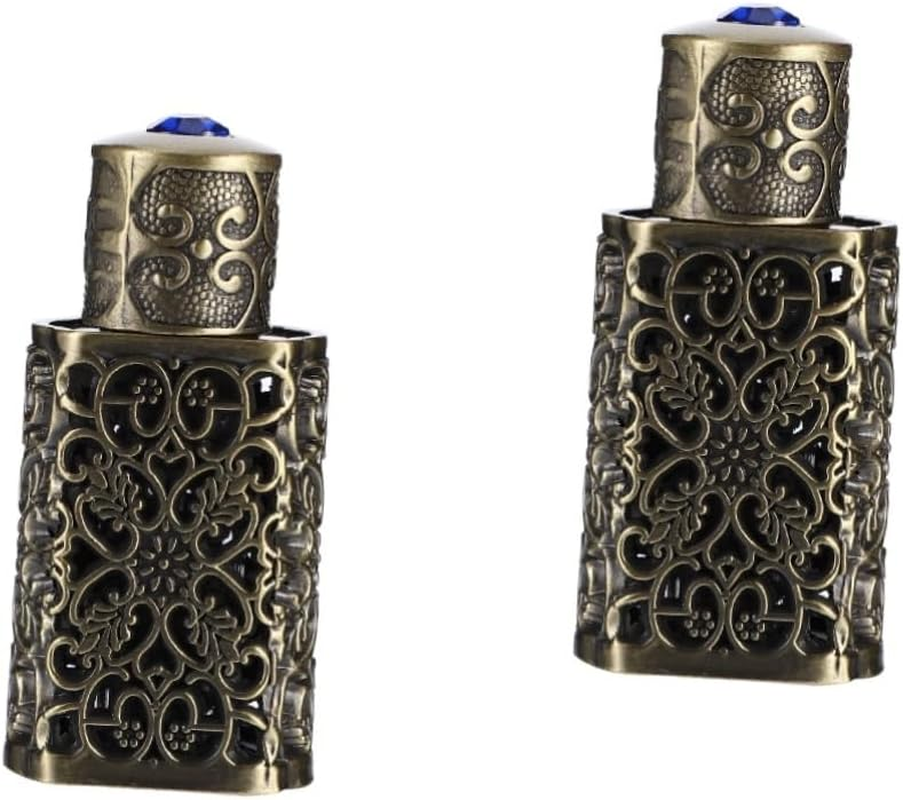 2Pcs 3Ml Essential Oil Perfume Bottle Mini Spray Bottle Travel Portable Leak-Proof Engraved Metal Glass image number 2