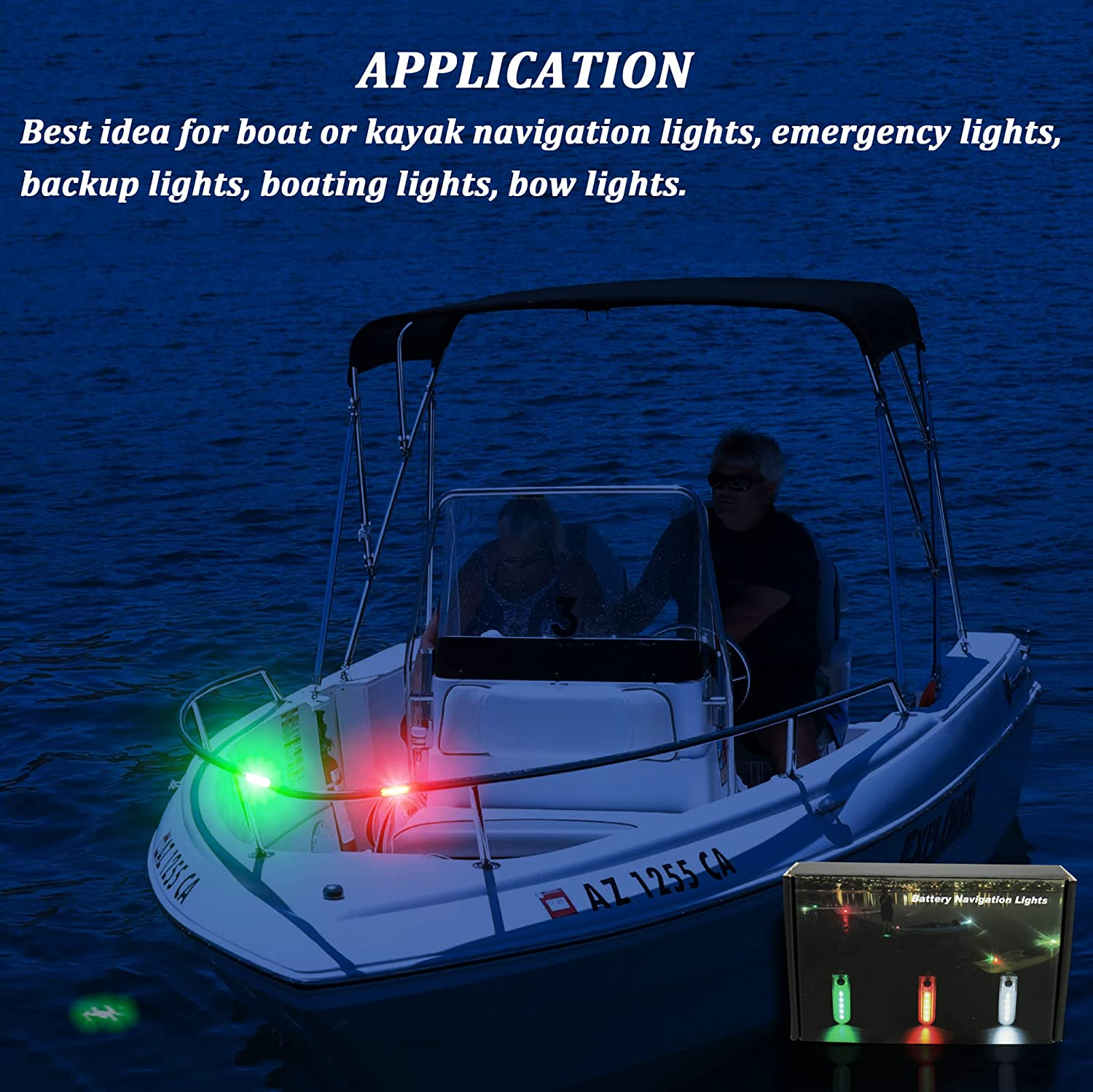 Botepon Kayak Navigation Lights Stern Lights Battery Operated, Waterproof Kayak Lights for Night Kayaking, Paddle Board Lights, Marine Safety Lights for Pontoon Boat, Bass Boat, Dinghy