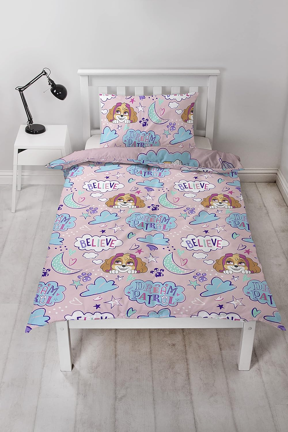 Paw Patrol Single Duvet Cover, Sleepover Design | Pink Reversible 2 Sided Bedding Duvet Cover Official Merchandise, Pillow Case Included image number 1