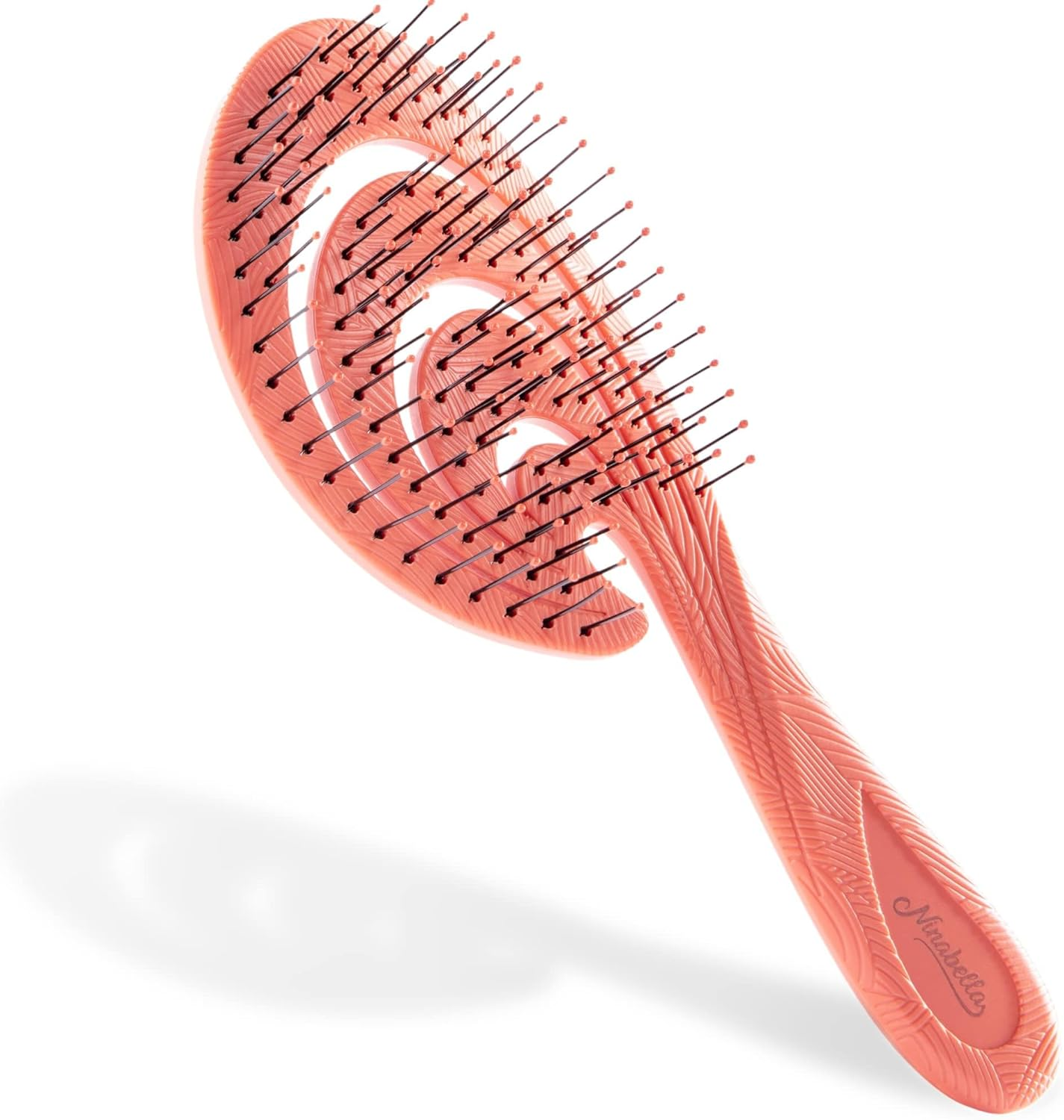 Ninabella Organic Detangling Hair Brush for Women, Men & Children - Does Not Pull on Hair - Hair Straightening Brushes for Straight, Curly & Wet Hair - Unique Wave Hairbrush Rose Gold