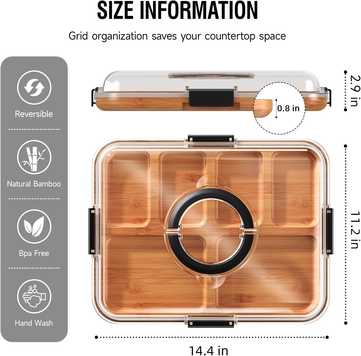 Charcuterie Board with Clear Lid, Travel Portable Cheese Board Charcuterie Boxes Cutting Boards for Kitchen, House Warming Gifts New Home, Gifts for Women (6 Compartments Black) image number 3