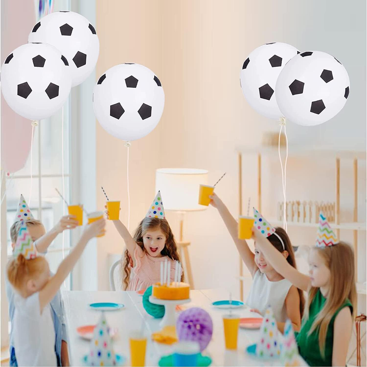 16 Pcs Black Soccer Latex Balloons 12 Inch Football Balloons,Black White Soccer Balloons,Birthday Balloons for Sport Theme Party，World Cup Party Kids Birthday Party，Football Fans Party Supplies image number 6