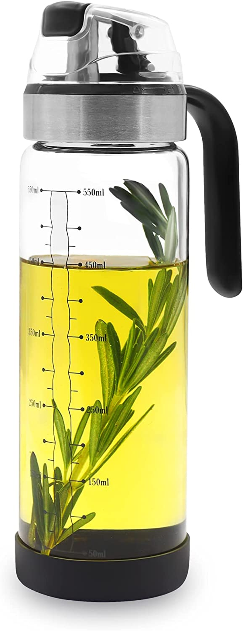 Oil Dispenser Bottle Set for Kitchen, Olive Oil Bottle Dispenser, Glass Oil Sauce Bottle Dispenser, Auto Flip, 550Ml image number 5