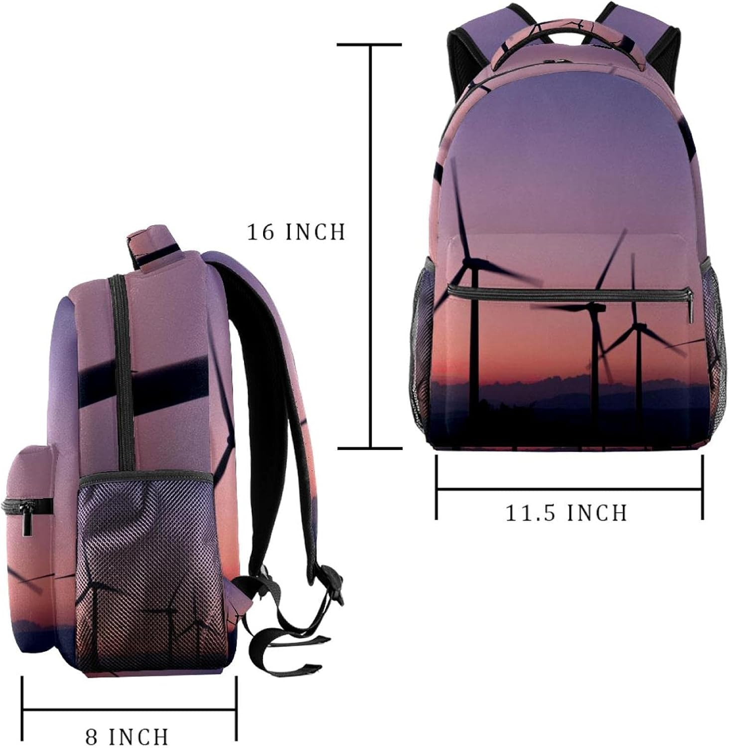 Windmills Backpack Students Shoulder Bags Travel Bag College School Tote Backpacks image number 5