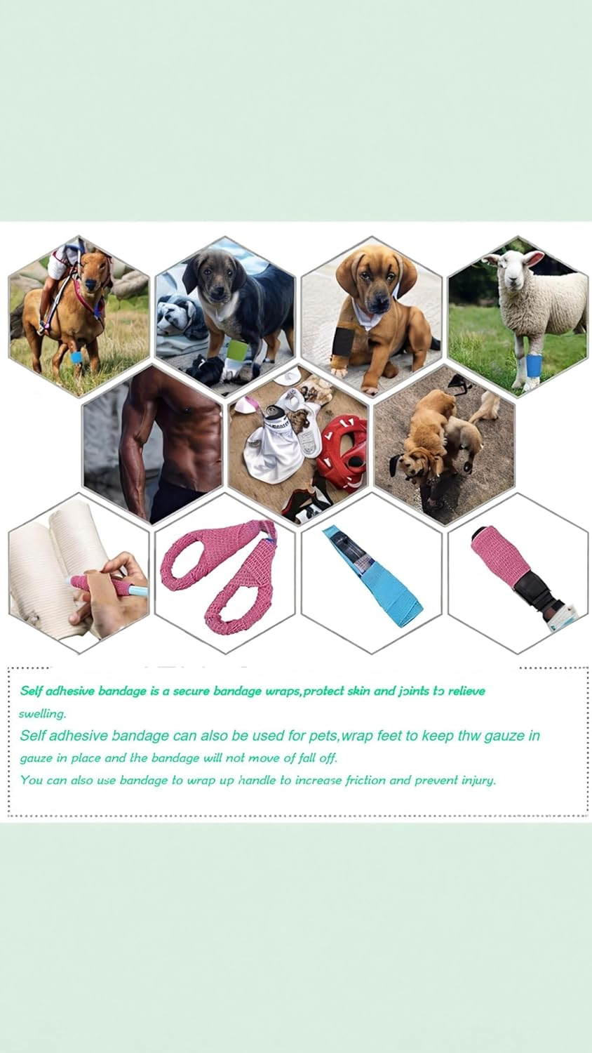 Honwor 12 Rolls Self-Adherent Cohesive Bandage Wrap for S & Sports - Elastic, Water-Resistant, Breathable for Wrist, Ankle Support & Recovery (10 Colors) image number 6