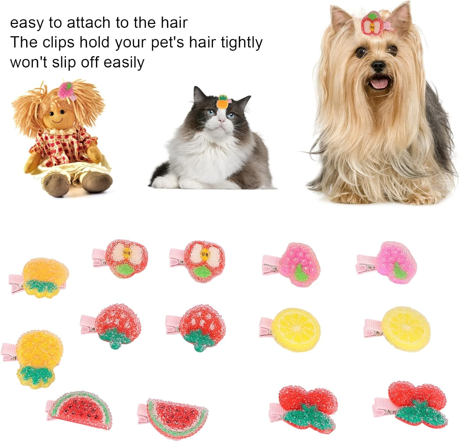 14Pcs Pet Hair Clips, Cute Colorful Beautiful Dog Hairpin, Mini Pet Hairpin Pet Hair Barrettes Hair Accessories Pet Grooming Headdress for Pet Dogs Cats Puppy Rabbits image number 1