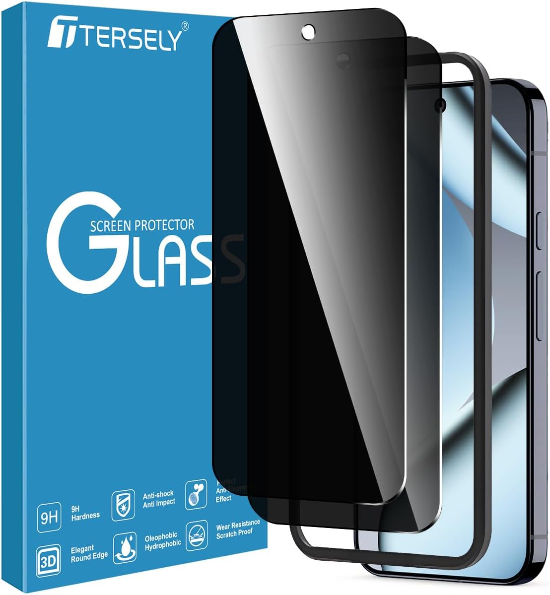 T Tersely [2-Pack] Privacy Screen Protector for Google Pixel 10 Pro XL 2025 with Easy Installation Tool, Fingerprint Compatible Tempered Glass Film Protection Private Anti-Spy Case-Friendly image number 5