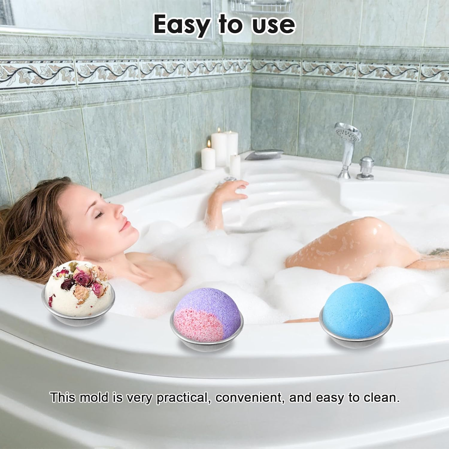 30 Pcs Bath Bomb Mold Aluminum Alloy Soap Mold Ball Shape Bath Bomb Moulds Press Metal Bath Bomb Accessories Handmade Cake Baking Mold 6.5Cm 5.5Cm 4.6Cm for Bath Bomb Soaps Cake image number 2