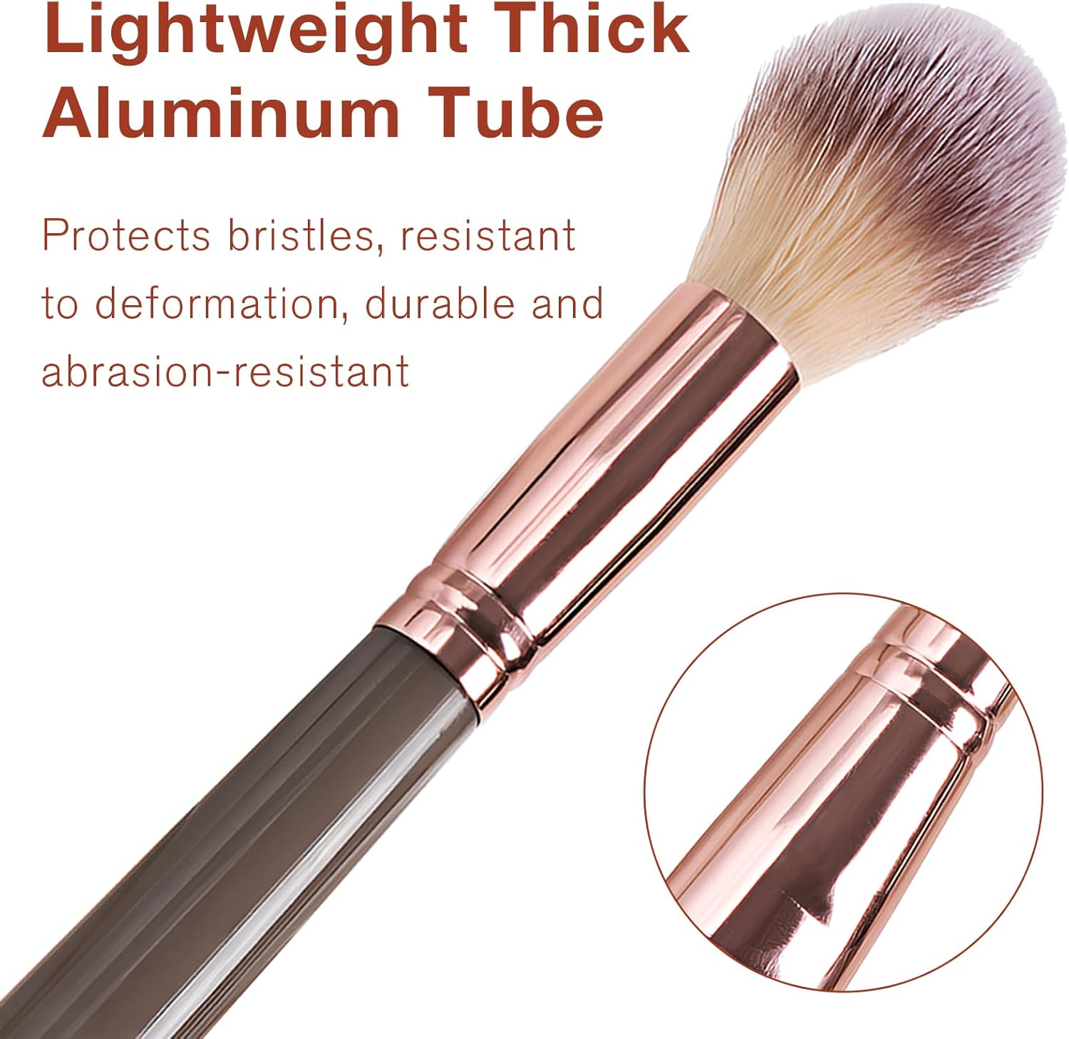 Double-Ended Foundation Makeup Brush, Angled/Round Top for Liquid, Powder & Cream Blending (Brown) image number 1