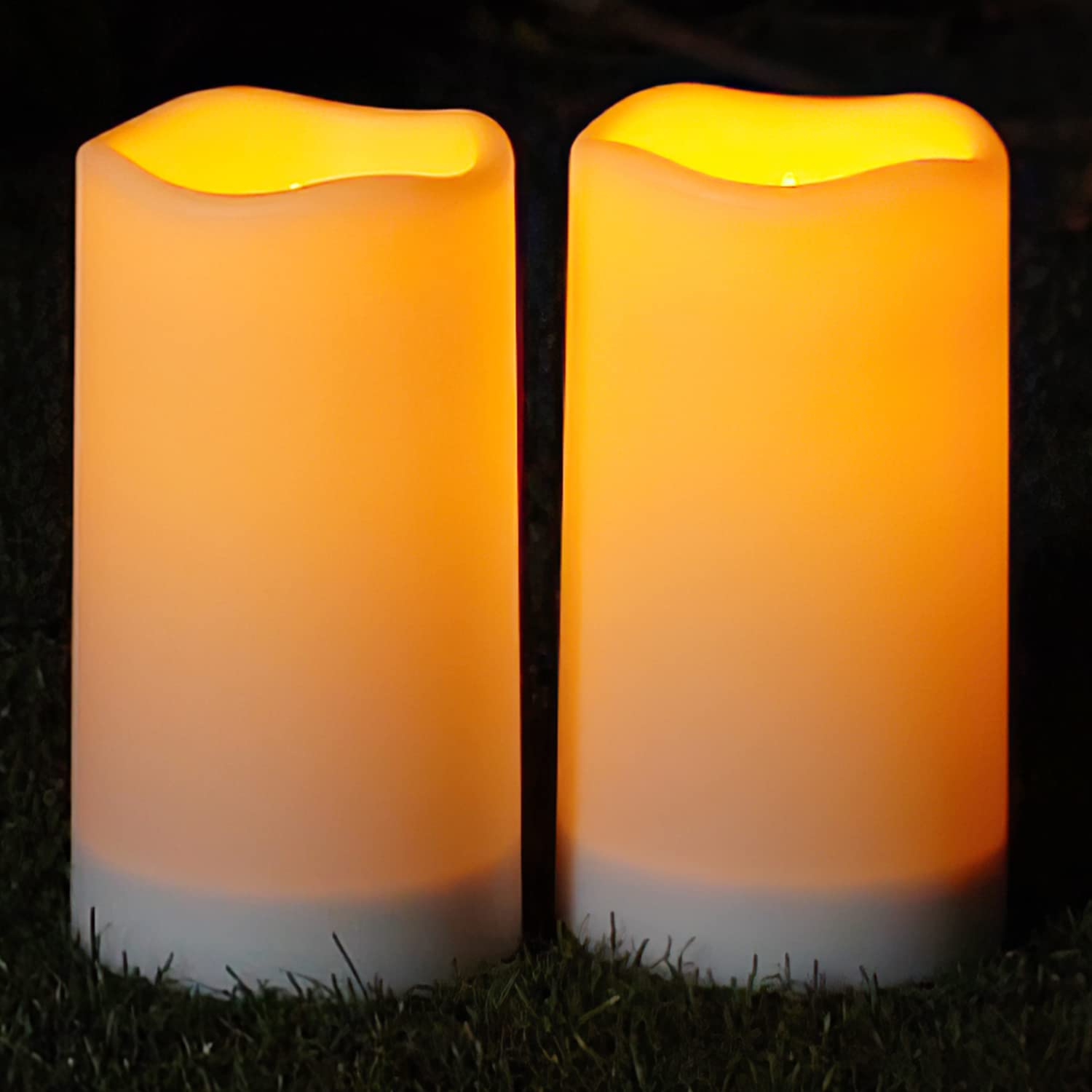 Homemory Solar Candles Outdoor Waterproof, 3"X6" Rechargeable Solar Powered Lights, Flameless Flickering Dusk to Dawn Sensor Outdoor Pillar Candles for Halloween, Lanterns, Garden, Patio, Porch image number 1