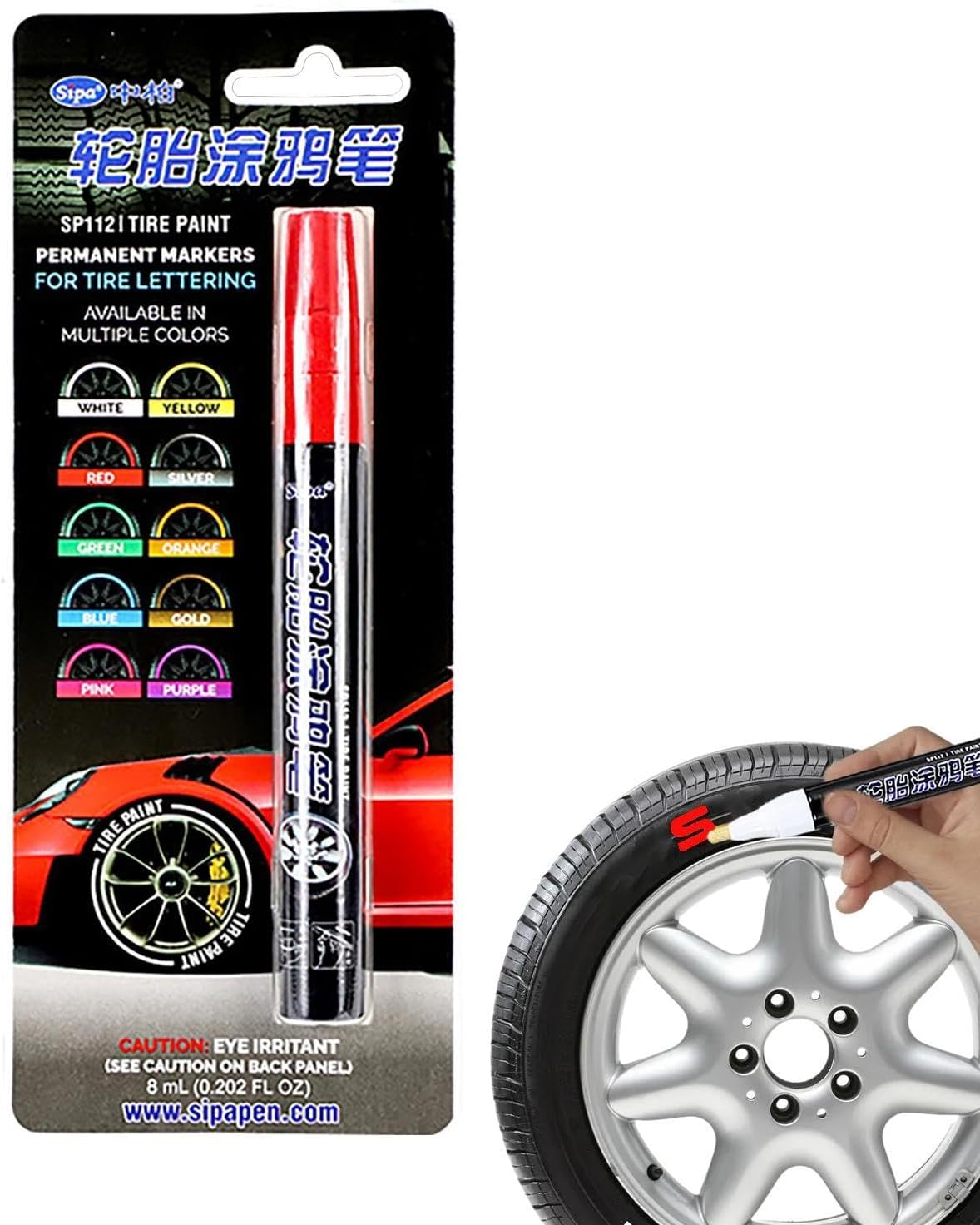 Tire Paint, Colorful Tire Tire Paint, Tire Paint, Auto Tire Waterproof Paint Marker, Smooth Ink Touch-Up for Tires, Glass Cans, Stones, Canvas Shoes, and Courtyard image number 2