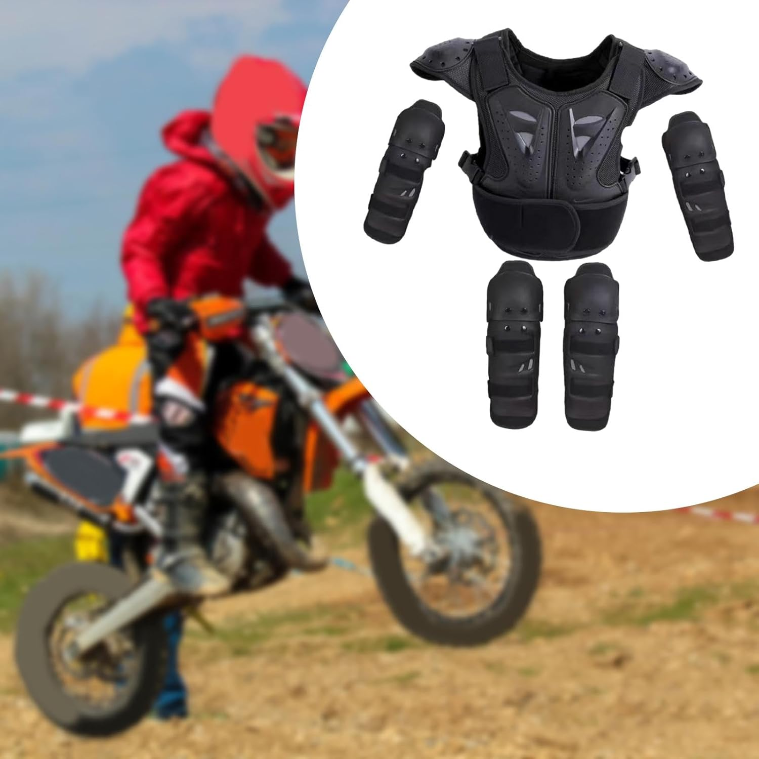 Dirt Bike Gear, Kids Motorcycle Full Body Armor Suit Riding Protective Chest Spine Back Protector for Skiing Motocross image number 4