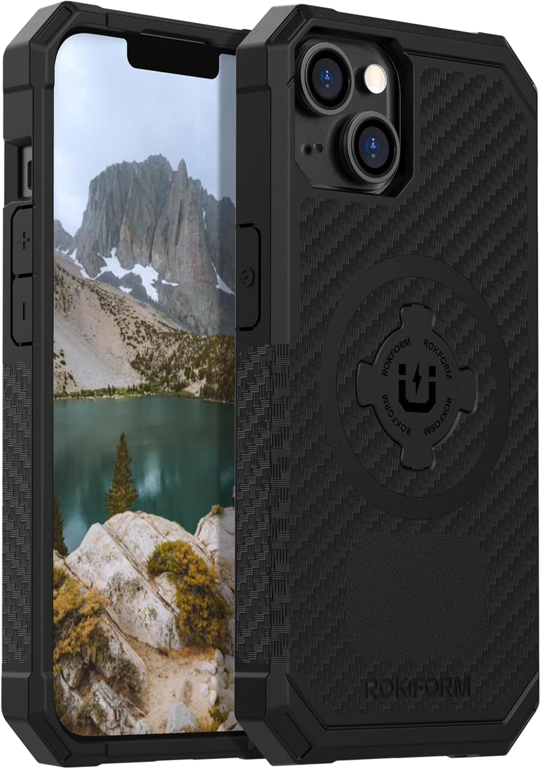 ROKFORM Iphone 14 plus Case, Rugged Series, Dual Magnet + Magsafe Compatible, Cover with Roklock Twist Lock, Magnetic Protective Apple Gear, Drop Tested Armor (Black)