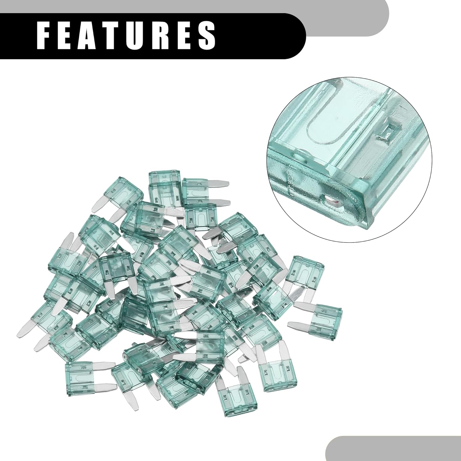 X AUTOHAUX 50 Pcs Mini 1AMP APM/ATM Universal Car Fuse Blade Style Fuses Short Circuit Protection - Automotive Car Boat Truck SUV RV - Plastic Metal Green image number 3