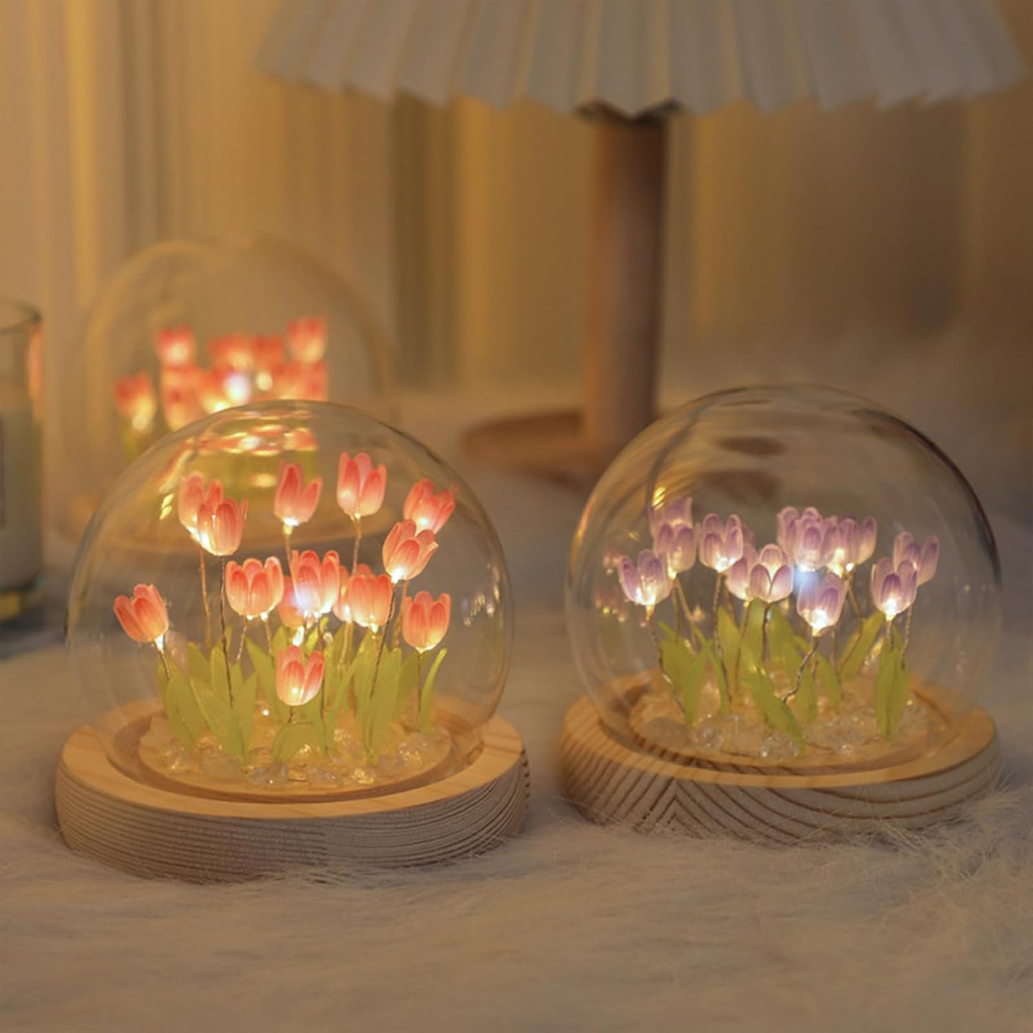 Richaa Pretty Tulips Lamps Flower Night Light Cute Bedroom Decor Gifts for Women - Battery Powered (Not Included) image number 5