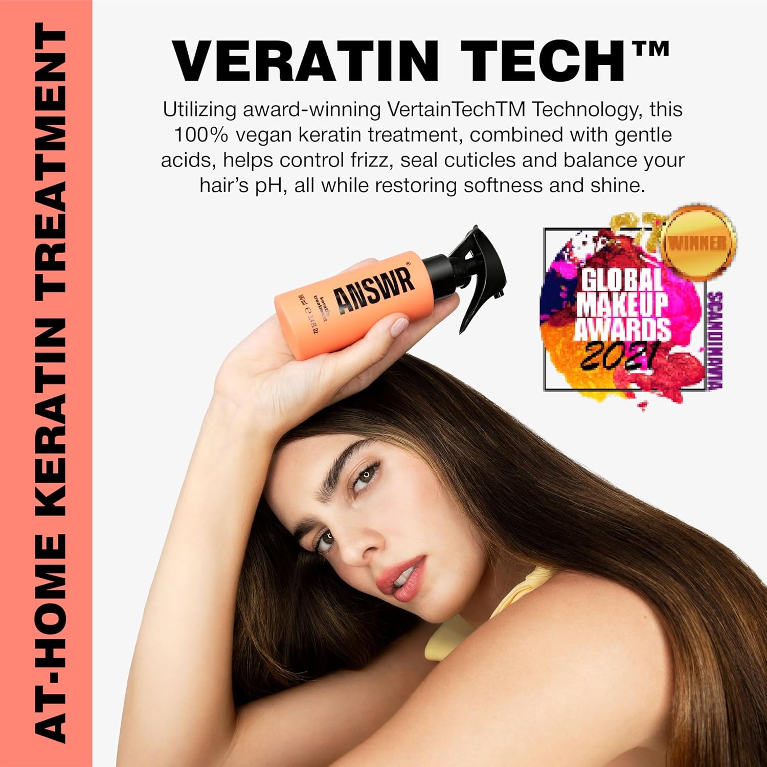 ANSWR Keratin Hair Treatment &ndash; At-Home Salon Quality Keratin Smoothing Treatment for All Hair Types &ndash; anti Frizz Hair Product &ndash; 100% Vegan &ndash; 100Ml Spray Bottle for Hair image number 2
