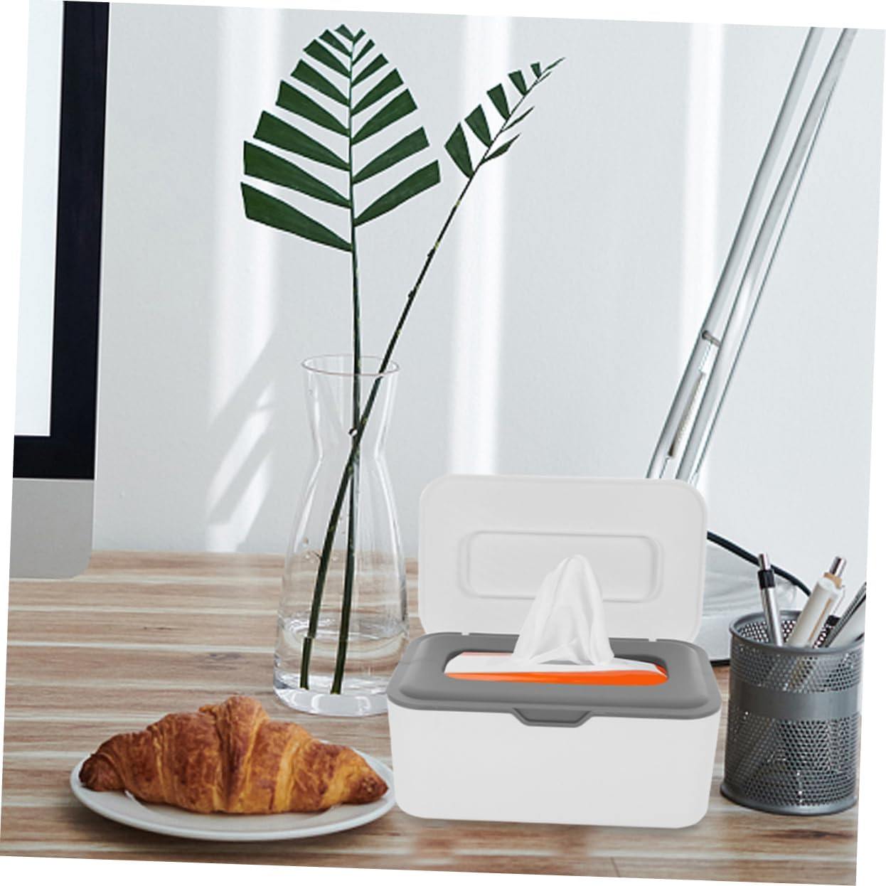 2Pcs Reusable Wipe Boxes Lid Sealed Dustproof Wipe Dispenser for Baby and Bathroom Portable Refillable Holder Container Gray image number 4