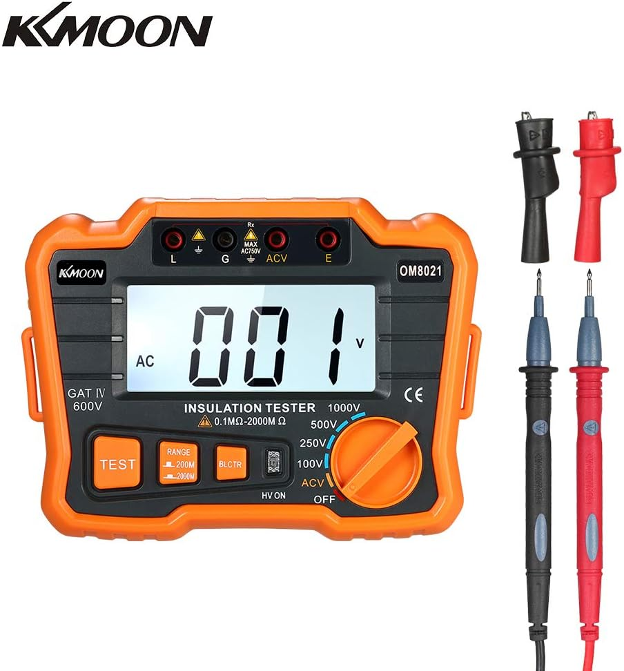 Insulation Tester, Insulation Resistance Tester DCV ACV Meter 1000V Ground Megger Megohmmeter Megohm Voltmeter W/Lcd Backlight Display image number 6