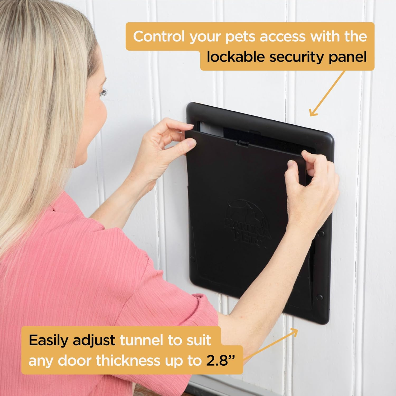 Hakuna Pets Essential Pet Door for Screens, Doors and Walls up to 2.17" Thick, for Dogs and Cats up to 42 Lbs, Medium, Black image number 3