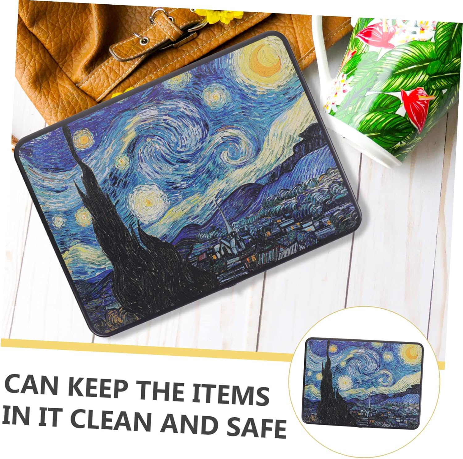 Lockable Vintage Tin Storage Box Lid, Large Metal Decorative Jewelry Organizer Case Key, Secure Desktop Storage for Keepsakes and Personal Items image number 5